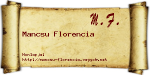 Mancsu Florencia névjegykártya